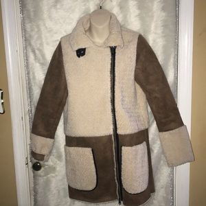 Dex Brown Faux Suede & Faux Shearling Coat